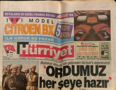 Hürriyet Gazetesi 22 Ağustos 1990 - Bağdata Karşı Kürt Cephesi GZ61786 - 2