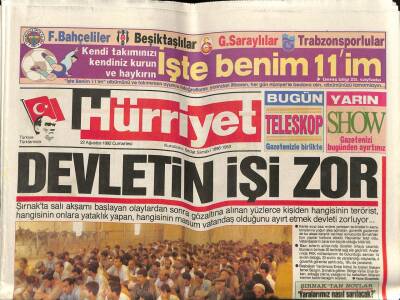 Hürriyet Gazetesi 22 Ağustos 1992 - Devletin İşi Zor GZ62391 - 1
