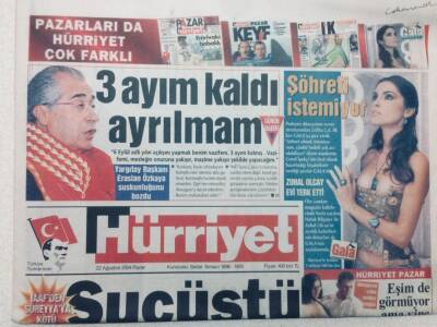 Hürriyet Gazetesi 22 Ağustos 2004 - Yargıtay Başkanı Eraslan Özkaya Suskunluğunu Bozdu GZ46926 - 1