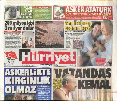 Hürriyet Gazetesi 22 Ağustos 2017 - ÖSYM Başkanı İstifa Etti - Fatma Girik İle Annesinin Bodrum Keyfi GZ124404 - 1