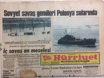 Hürriyet Gazetesi 22 Aralık 1981 - Sovyet Savaş Gemileri Polonya Sularında GZ24764 - 1