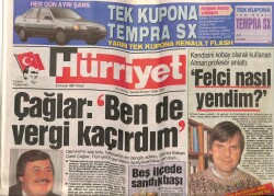 Hürriyet Gazetesi 22 Aralık 1991 - Çağlar Ben de Vergi Kaçırdım GZ69663 - 1