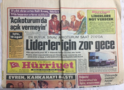 Hürriyet Gazetesi 22 Ekim 1983 - Liderler İçin Zor Gece - GZ19790 - 1