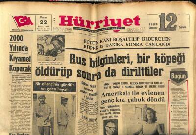 Hürriyet Gazetesi 22 Eylül 1963 - Rus Bilginleri Bir Köpeği Öldürüp Sonra Dirilttiler GZ54999 - 1