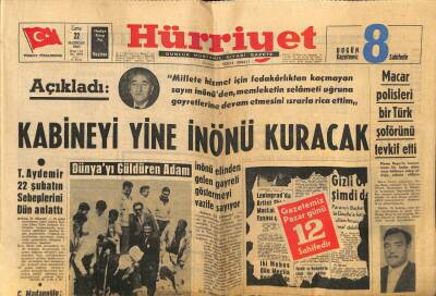 Hürriyet Gazetesi 22 Haziran 1962 - Kabineyi Yine İnönü Kuracak GZ72596 - 1