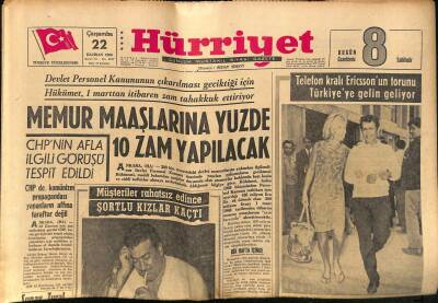 Hürriyet Gazetesi 22 Haziran 1966 - Telefon Kralı Ericssonun Torunu Türkiyeye Gelin Geliyor GZ117580 - 1