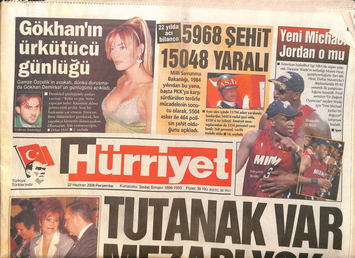 Hürriyet Gazetesi 22 Haziran 2006 - Gamze Özçelik Duruşmaya Avukatıyla Geldi - Angelina Jolie: Daha Fazla Çocuk Evlat Edineceğim GZ3405 - 1