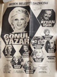 Hürriyet Gazetesi 22 Kasım 1974 - Bebek Belediye Gazinosu Afişi * Gönül Yazar - Nil Burak - Ayhan Işık - Orhan Boran GZ79538 - 2