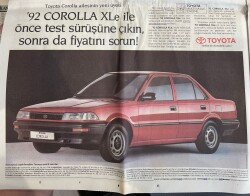 Hürriyet Gazetesi 22 Kasım 1991 - Mustafa Denizli Sevgilisinden Baba Oldu - Madonna: Eşcinsellerin Hayatında Kendimi Buldum - 92 Corolla XLe GZ153338 - 2