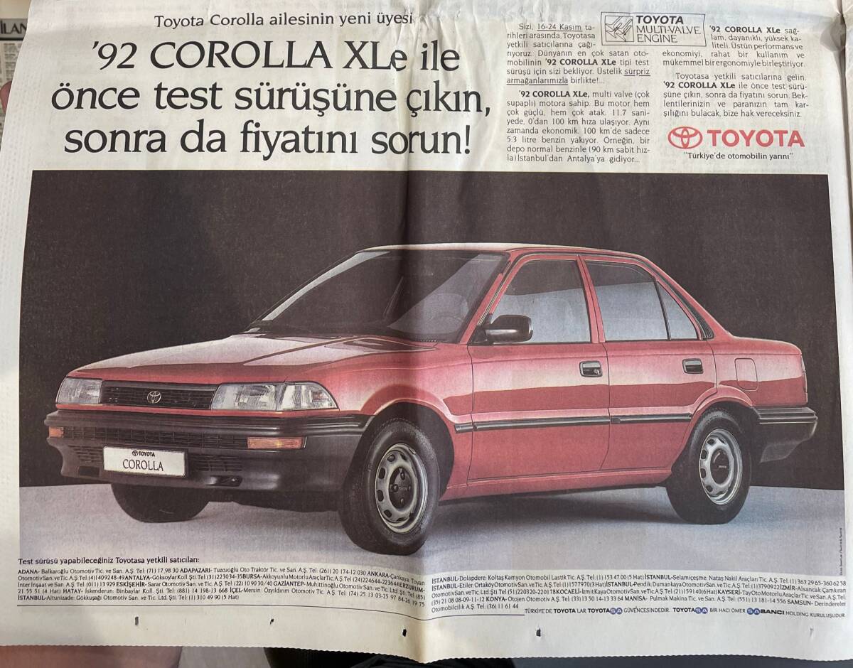 Hürriyet Gazetesi 22 Kasım 1991 - Mustafa Denizli Sevgilisinden Baba Oldu - Madonna: Eşcinsellerin Hayatında Kendimi Buldum - 92 Corolla XLe GZ153338 - 2