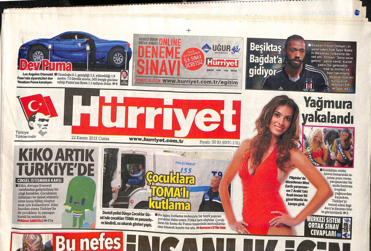 Hürriyet Gazetesi 22 Kasım 2013 - Kiko Artık Türkiye'de - Akşam Grubu Sancak'ın GZ159579 - 1