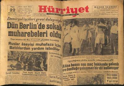 Hürriyet Gazetesi 22 Mayıs 1949 - Dün Berlinde Sokak Muharebeleri Oldu GZ81314 - 1