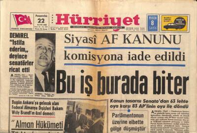 Hürriyet Gazetesi 22 Mayıs 1969 - Devlet Bakanı Kamil Ocak Öldü - Ferruh Adalı Yargıtay Başkanlığına Seçildi GZ92034 - 1