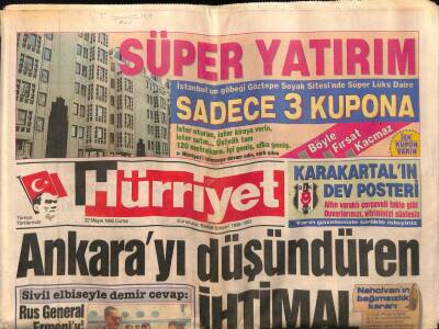 Hürriyet Gazetesi 22 Mayıs 1992 - Sivil Elbiseyle Demir Cevap, Rus General Ermeni`yi Durdursun GZ79741 - 1