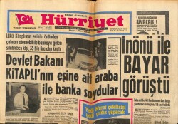Hürriyet Gazetesi 22 Nisan 1971 - Devlet Bakanı Kitaplının Eşine Ait Araba İle Banka Soydular GZ65263 - 2