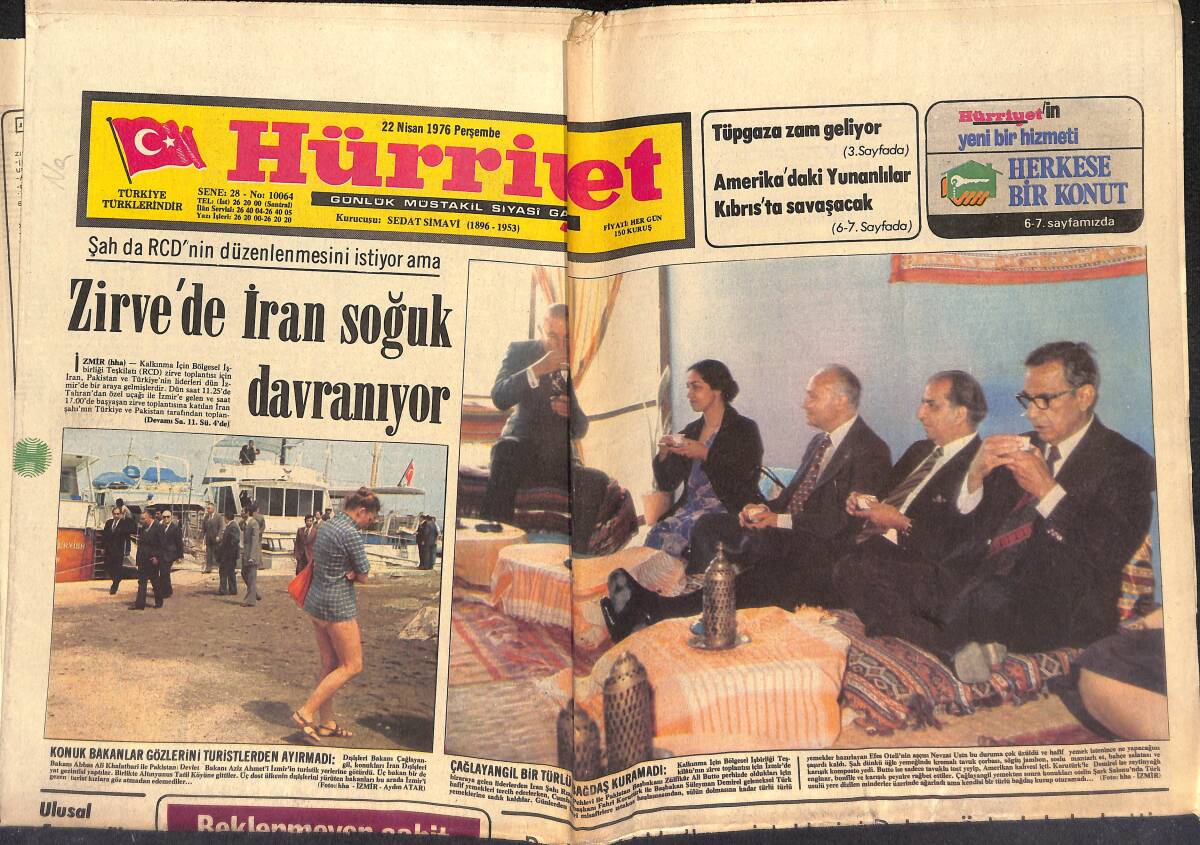 Hürriyet Gazetesi 22 Nisan 1976 - Tekel Boykotu Ertelendi - Zirve'de İran Soğuk Davranıyor GZ147020 - 1
