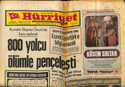 Hürriyet Gazetesi 22 Ocak 1974 - Kurtalan Ekspresi Gezinde Kara Saplandı GZ76405 - 1