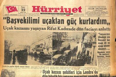 Hürriyet Gazetesi 22 Şubat 1959 - Uçak Kazasını Yaşayan Rifat Kadızade Dün Faciayı Anlattı GZ86077 - 1