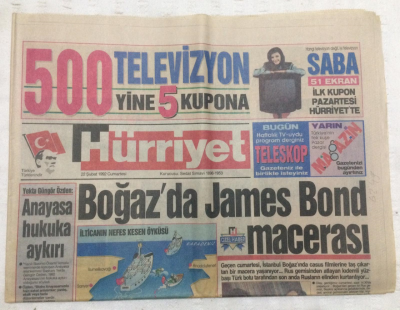 Hürriyet Gazetesi 22 Şubat 1992 - Boğazda James Bond Macerası - GZ17967 - 1