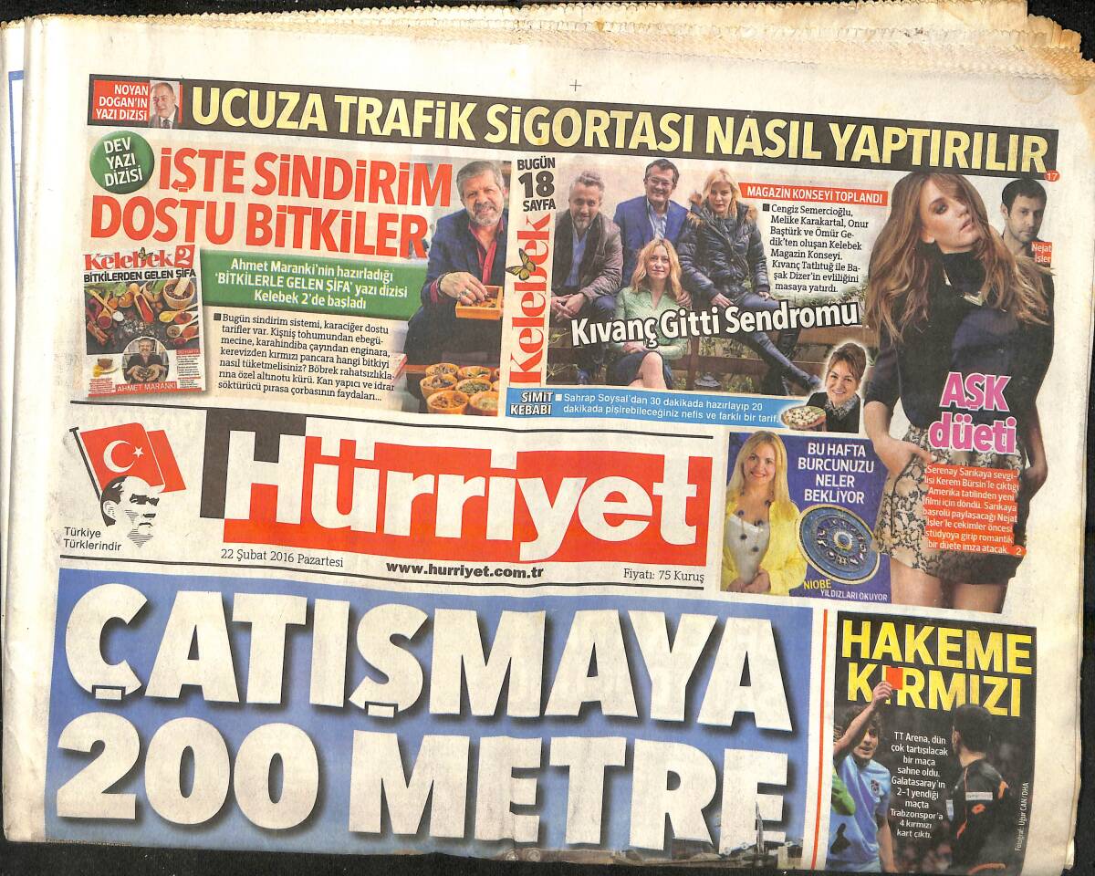 Hürriyet Gazetesi 22 Şubat 2016 - 80 Bin TL'nin Altında Oto Kalmadı - PKK Nusaybin'de 3 Gazeteci Kaçırdı GZ159599 - 1