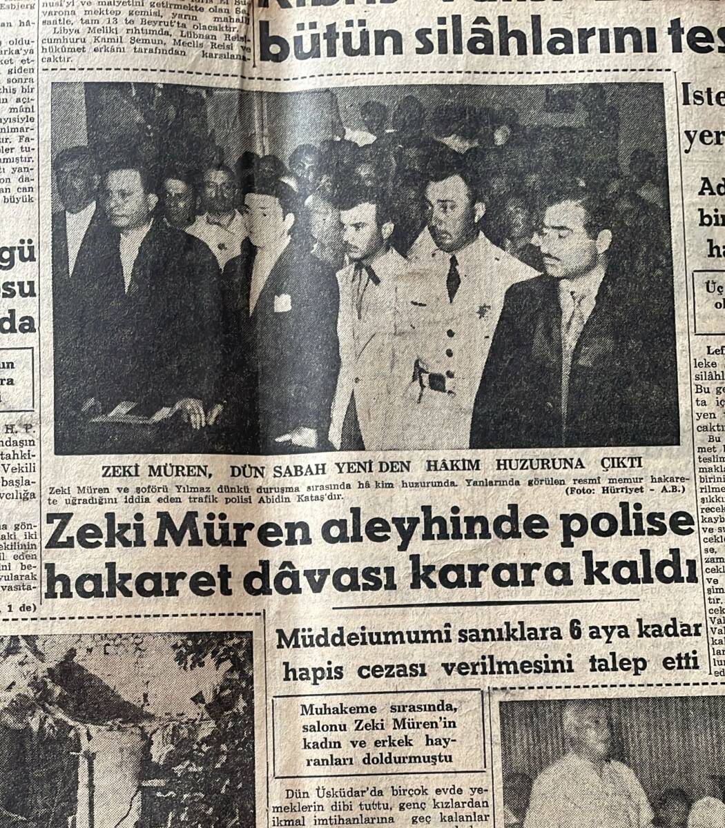 Hürriyet Gazetesi 23 Ağustos 1956 - Zeki Müren Aleyhinde Polise Hakaret Davası Karara Kaldı - Jacqueline Pierreux Sinemaya Aşık GZ146914 - 2