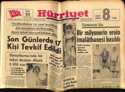 Hürriyet Gazetesi 23 Ağustos 1963 - Jet Uçaklarının Himayesinde Bir Hazine Nakledildi GZ68815 - 1
