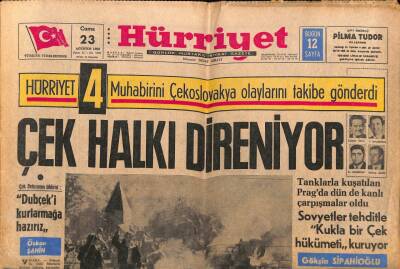 Hürriyet Gazetesi 23 Ağustos 1968 - Çek Halkı Direniyor GZ70405 - 2