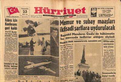 Hürriyet Gazetesi 23 Ekim 1958 - Memur Ve Subay Maaşları İktisadi Şartlara Uydurulacak GZ56184 - 1
