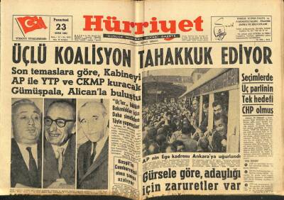 Hürriyet Gazetesi 23 Ekim 1961 - Gürsele Göre , Adaylığı İçin Zaruretler Var GZ77696 - 1