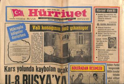 Hürriyet Gazetesi 23 Ekim 1970 - Kars Yolunda Kaybolan Uçak U-8 Rusya ya İndi GZ56258 - 1
