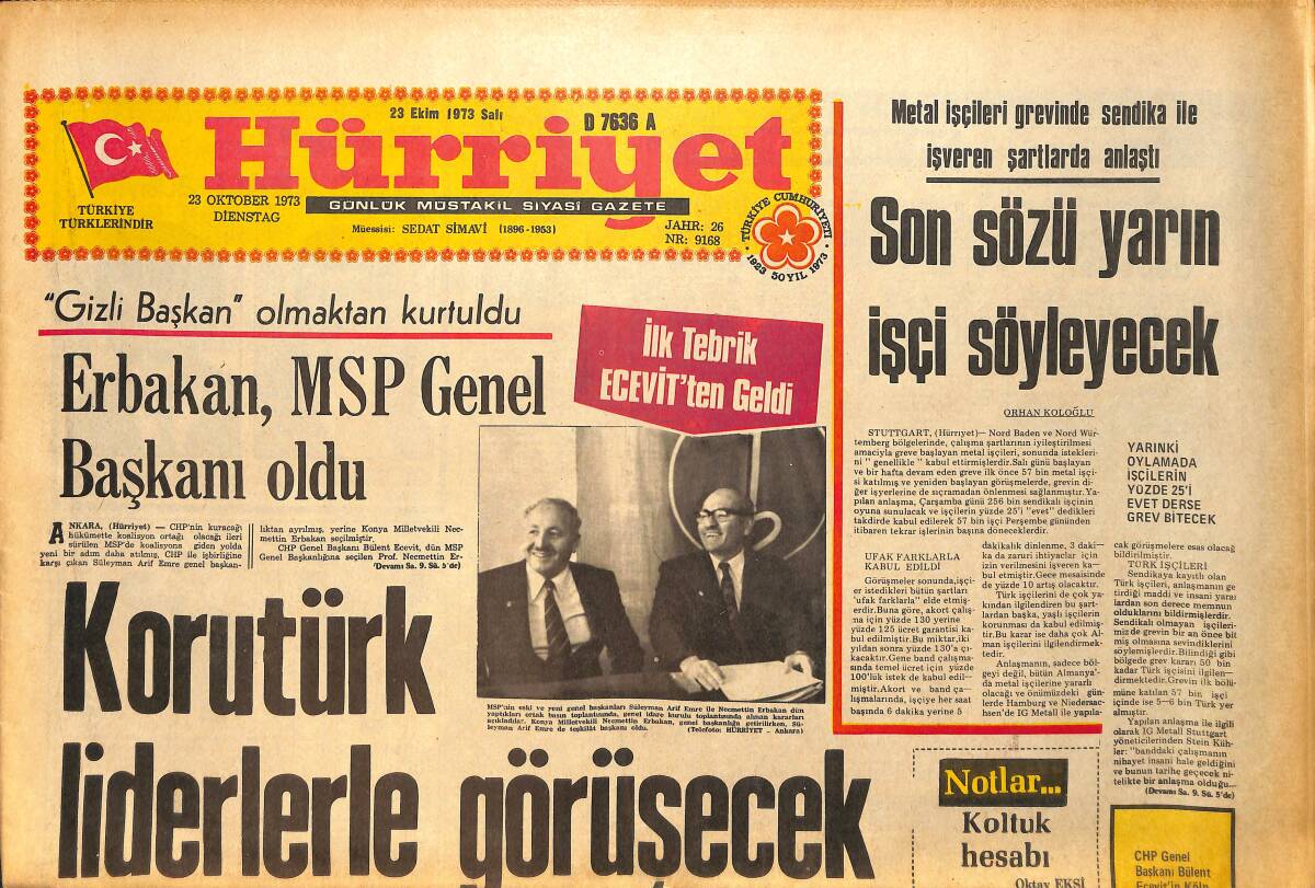 Hürriyet Gazetesi 23 Ekim 1973 - İsrail'e Göre Kahire'ye 72 Kilometre Kaldı - Osmanlı Sarayından Günümüze GZ157755 - 1
