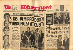 Hürriyet Gazetesi 23 Eylül 1965 - Stefanopulos , Yunan Türk Münasebetlerini Düzeltecek GZ67720 - 2