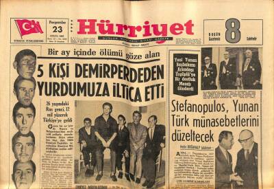 Hürriyet Gazetesi 23 Eylül 1965 - Stefanopulos , Yunan Türk Münasebetlerini Düzeltecek GZ67720 - 1