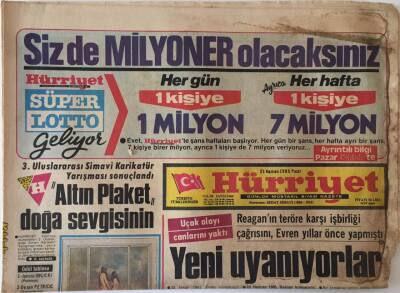 Hürriyet Gazetesi 23 Haziran 1985 - Reaganın Törere Karşı İşbirliği Çağrısını Evren Yıllar Önce Yaptı Yeni Uyanıyorlar - GZ16118 - 2