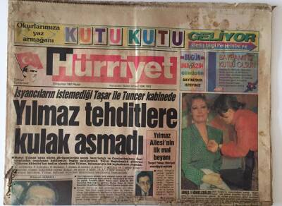 Hürriyet Gazetesi 23 Haziran 1991 - Yılmazın Seçim Kabinesi , Yılmaz Ailesinin İlk Mal Beyanı GZ16155 - 1