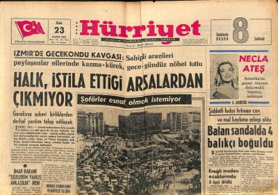 Hürriyet Gazetesi 23 Kasım 1965 - İzmirde Gecekondu Kavgası - Kennedy Dün Anıldı GZ91614 - 1