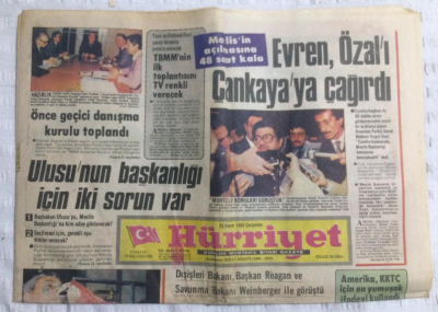 Hürriyet Gazetesi 23 Kasım 1983 - Evren Özalı Çankayaya Çağırdı - GZ19882 - 1