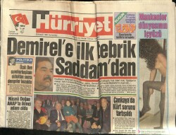 Hürriyet Gazetesi 23 Kasım 1991 - Demirele İlk Tebrik Saddamdan GZ60794 - 1