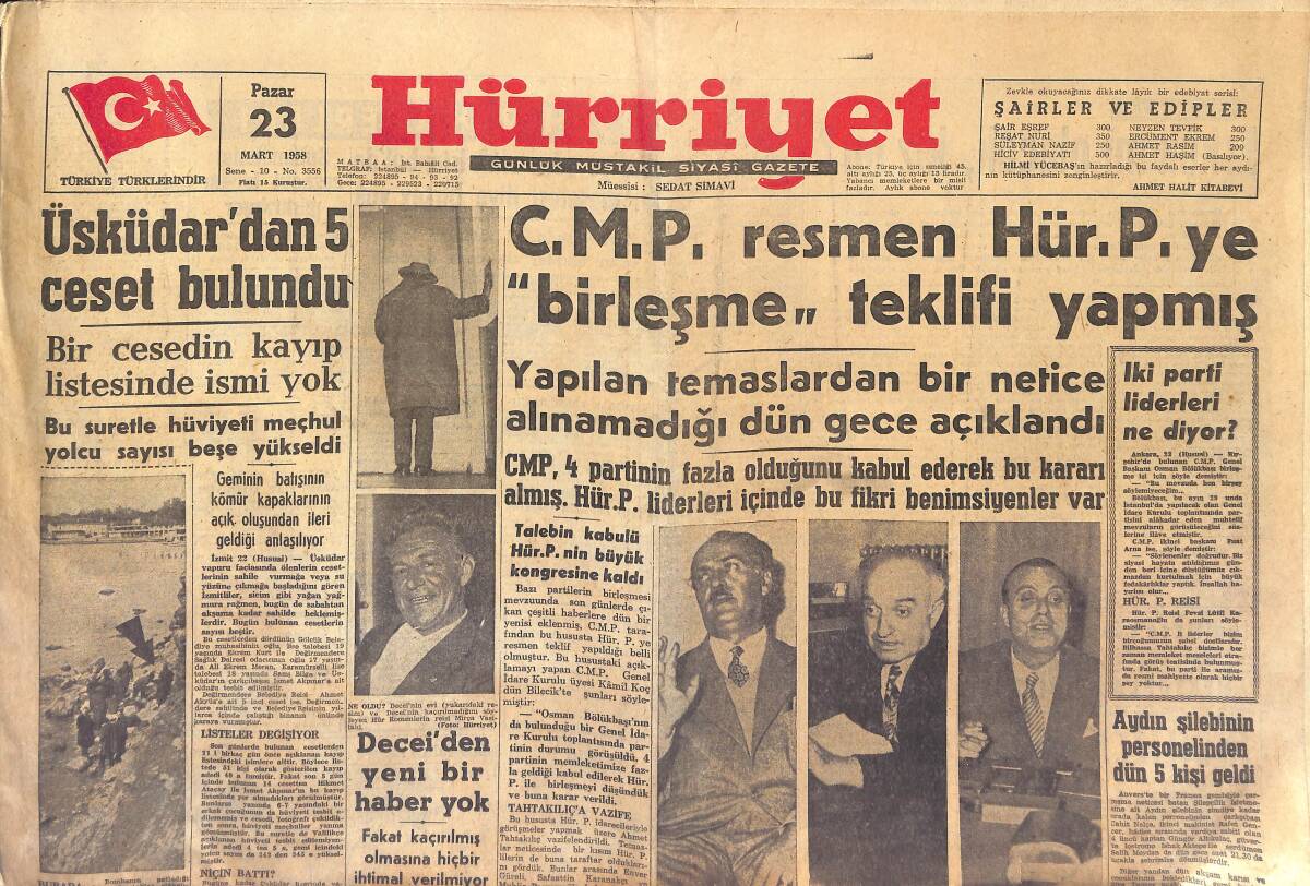Hürriyet Gazetesi 23 Mart 1958 - Elizabeth Taylor'un Kocası Mike Todd Dün Bir Uçak Kazasında Öldü GZ154043 - 1