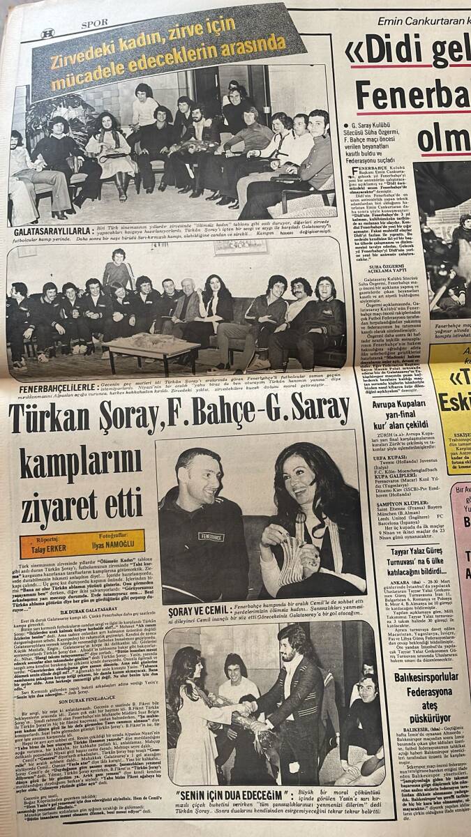 Hürriyet Gazetesi 23 Mart 1975 - Emel Sayın'ın Yıkılmaz Denen Yuvası Yıkılıyor - Türkan Şoray Fenerbahçe Ve Galatasaray Kamplarını Ziyaret Etti GZ157516 - 2