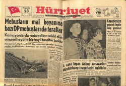Hürriyet Gazetesi 23 Mayıs 1957 - Yusuf Ziya Öniş Dün İstifa Etti GZ68832 - 1