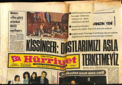 Hürriyet Gazetesi 23 Mayıs 1975 - Kissinger Konuşmayı , Eşi İse Susmayı Seviyor GZ115520 - 1