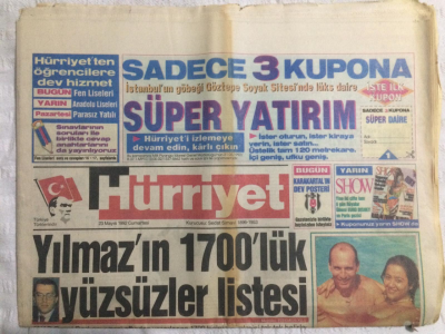 Hürriyet Gazetesi 23 Mayıs 1992 - Yılmazın 1700lük Yüzsüzler Listesi - GZ19899 - 1
