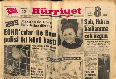 Hürriyet Gazetesi 23 Ocak 1964 - Şah , Kıbrıs Katliamına Çok Üzgün GZ81594 - 1