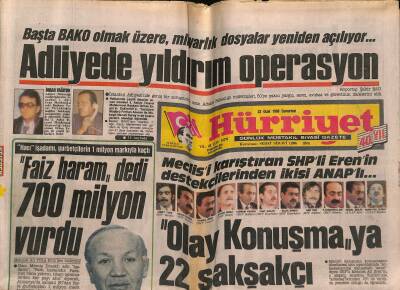 Hürriyet Gazetesi 23 Ocak 1988 - Başta BAKO Olmak Üzere , Milyarlık Dosyalar Yeniden Açılıyor... - Özala , İnönüden Davos Desteği.. GZ119046 - 1