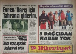 Hürriyet Gazetesi 23 Şubat 1984-Ağrı Dağı Kış Tırmanışı Yapan 5 Dağcıdan Haber Yok GZ45642 - 1