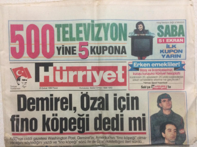 Hürriyet Gazetesi 23 Şubat 1992 - Baba Barzaninin Oğluna Nasihatı GZ27443 - 1