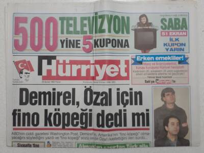 Hürriyet Gazetesi - 23 Şubat 1992 - Demirel Özal İçin Fino Köpeği Dedi mi? GZ111718 - 1
