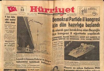 Hürriyet Gazetesi 23 Temmuz 1957 - Londra Basını Kıbrısın Bölünmesini Tehlikeli Buluyor GZ56163 - 1