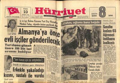 Hürriyet Gazetesi 23 Temmuz 1965 - Türkeş Yerine Dinçer İle Baran İhtar Aldılar GZ67704 - 2